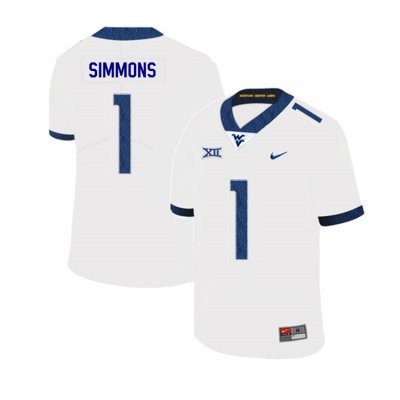 Men's West Virginia Mountaineers NCAA #1 T.J. Simmons White Authentic Nike 2019 Stitched College Football Jersey OA15R48GB